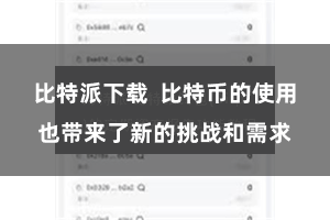 比特派下载  比特币的使用也带来了新的挑战和需求